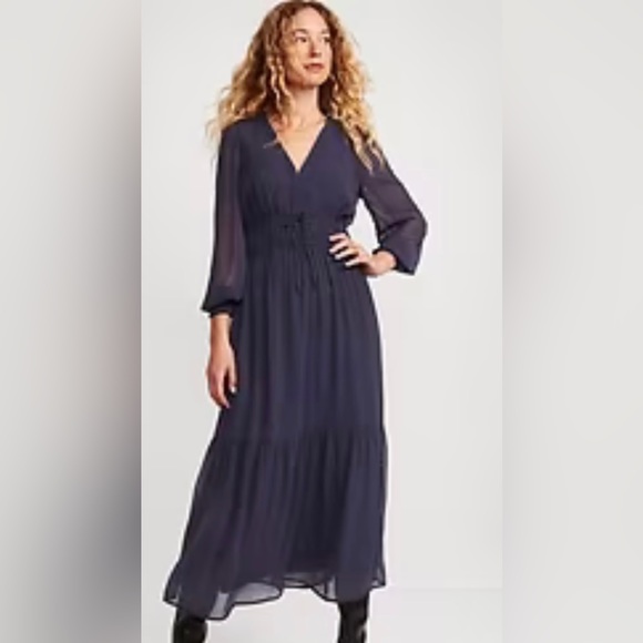 Old Navy Dresses & Skirts - OLD NAVY Waist-Defined Lined Smocked Tie-Front Maxi Dress for Women NWT